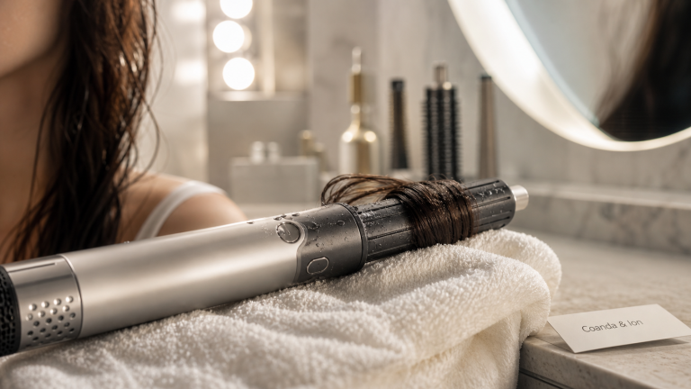 Airstyler avis : sèche-cheveux Coanda & Ion en salle de bain moderne