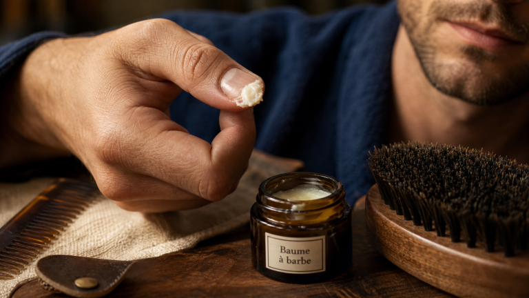 Baume a barbe appliqué sans effet gras sur la barbe