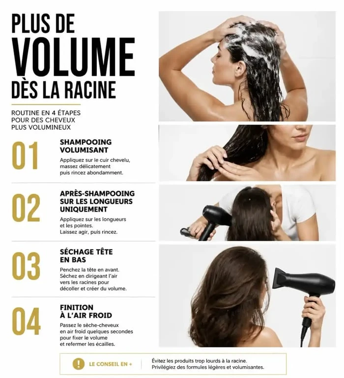 Routine capillaire pour donner du volume aux cheveux fins