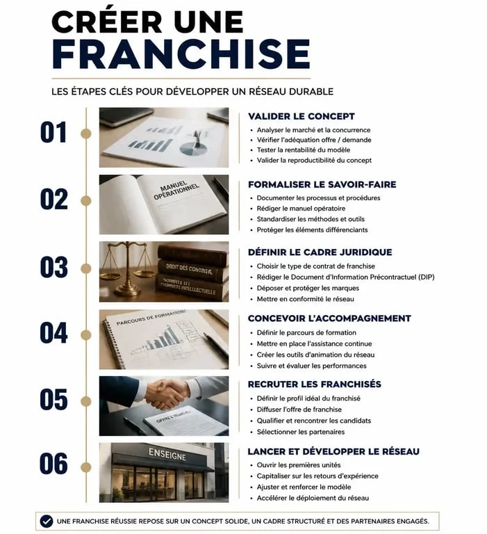 Étapes clés pour créer une franchise : du concept au réseau