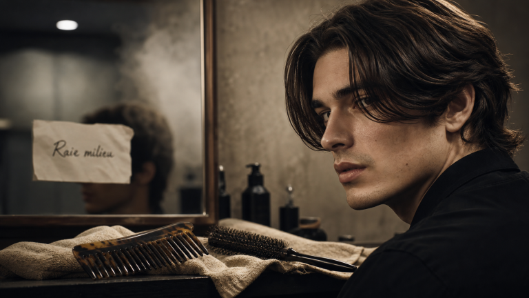 Cheveux mi long homme raie au milieu, tombé naturel rapide 5 à 10 minutes