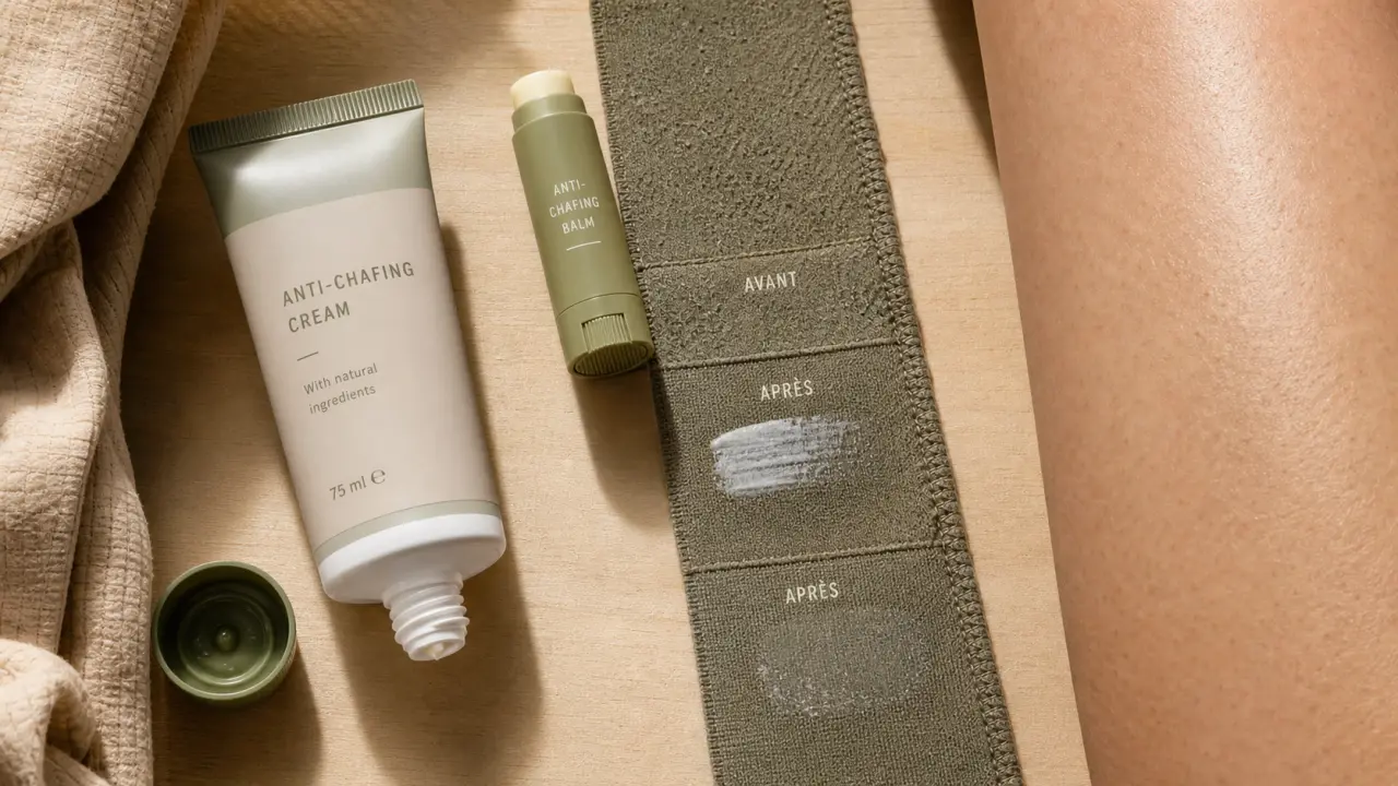 Crème anti frottement pour cuisses avant et après, sport et chaleur