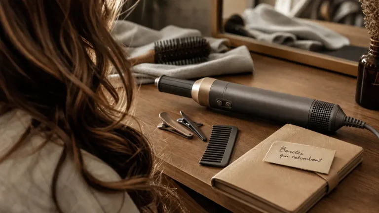 dyson airwrap avis négatif : boucles qui retombent sur table