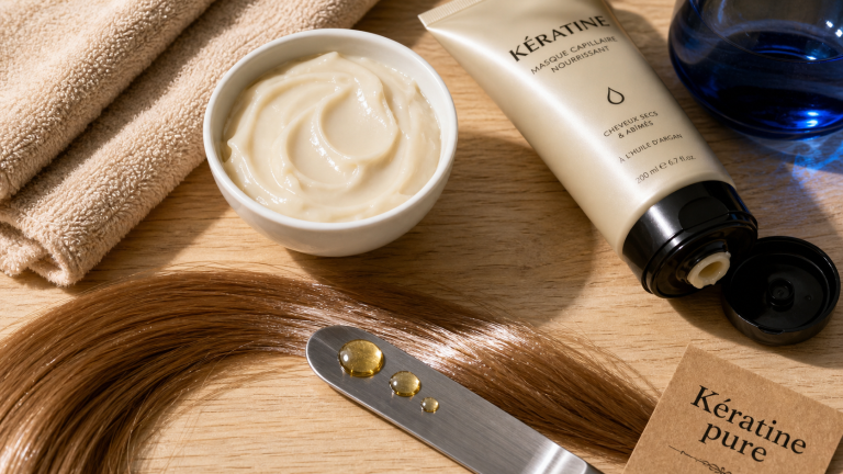 Masque keratine pure pour cheveux brillants