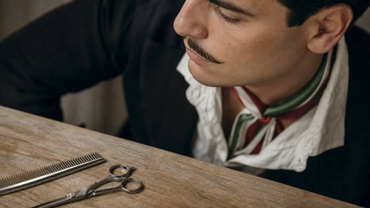 Moustache italie fine crayon, entretien, ligne soignée