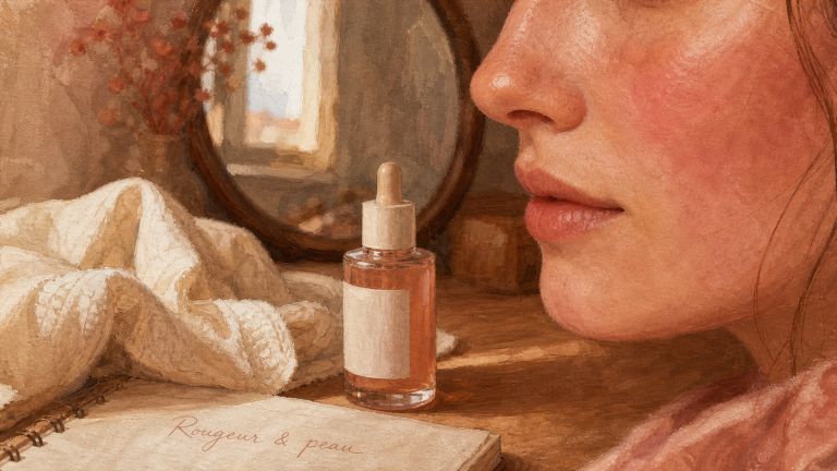 Rougeur visage : peau irritée, allergie ou rosacée, gros plan visage femme