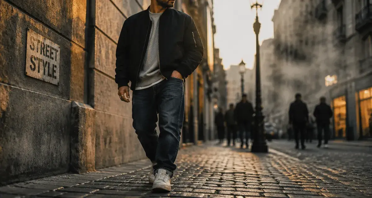 Style street : sneakers blanches usées et jean brut en ville