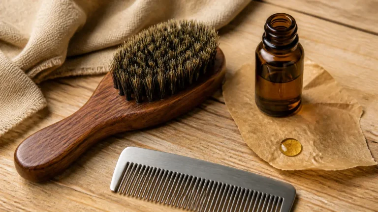 Brosse poil de sanglier pour barbe : adoucit et répartit l’huile