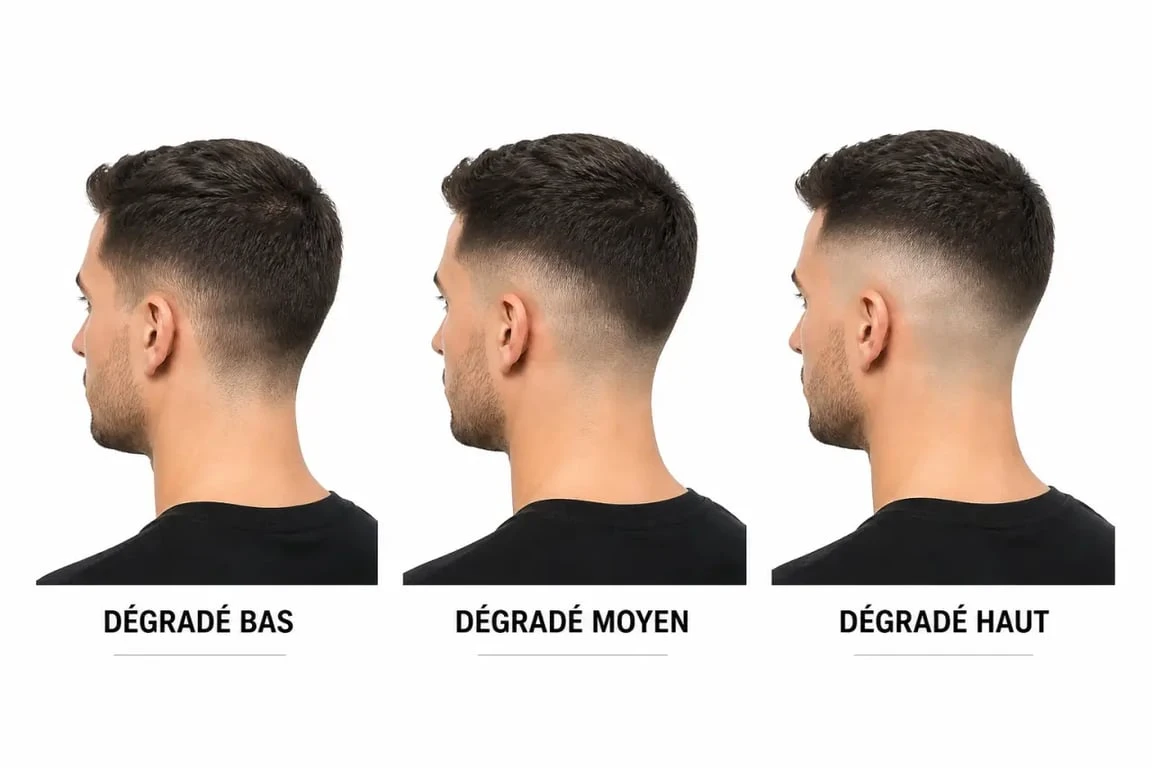 Dégradé progressif à blanc : comparaison des hauteurs de fondu bas, moyen et haut