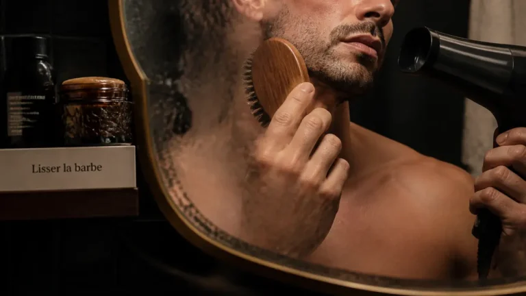 Lisser une barbe avec brosse, huile et chaleur, sans l’abîmer
