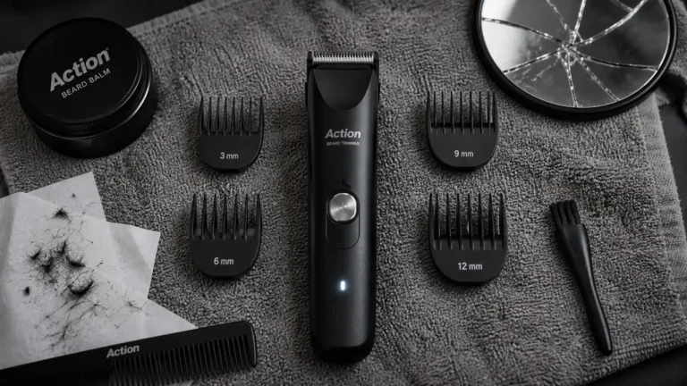 Tondeuse barbe action noire mate avec LED et 4 sabots (3/6/9/12 mm)