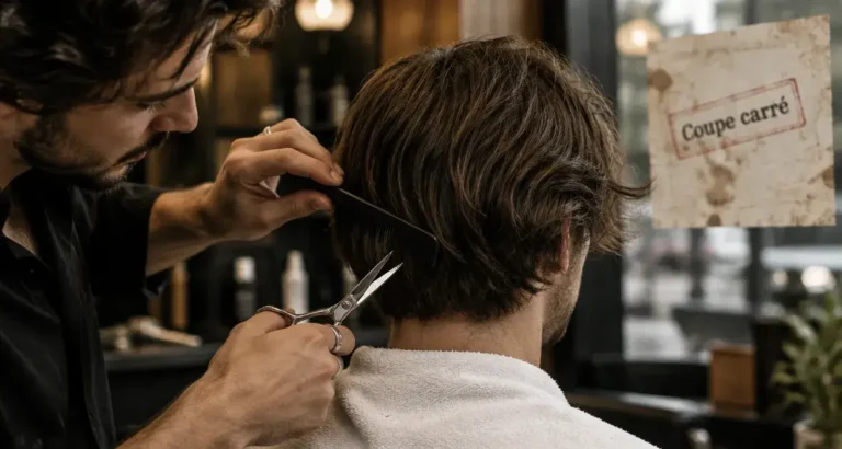 Coupe carré homme : volume et mouvement adoucissent la mâchoire