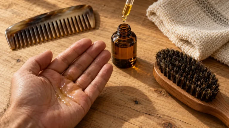 Huile pour barbe ambrée : poils doux sans film gras